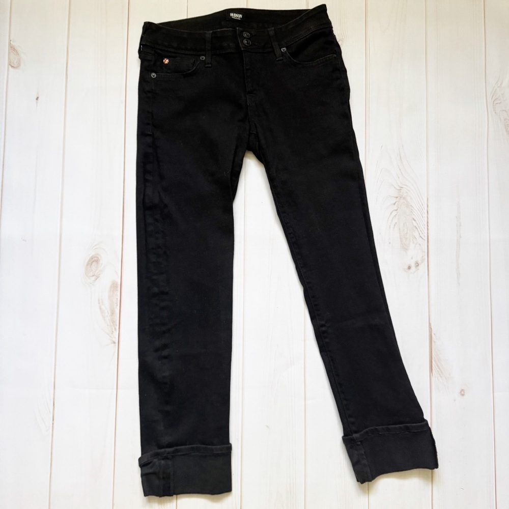 Hudson Straight Leg Cuffed Black Jeans